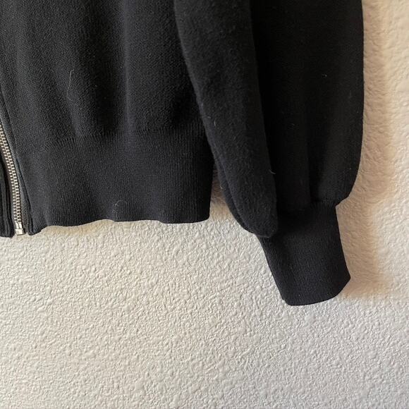 Octavia Embroidered Floral Zip Front Black Women's Long Sleeve Cardigan Jacket M - Picture 7 of 8